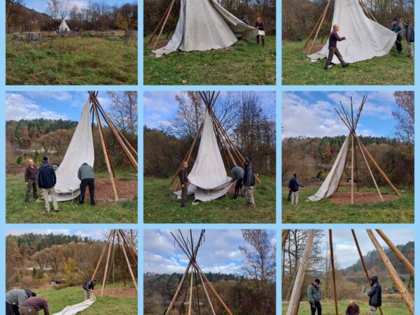 Tipi-Abbau und Gartenaction